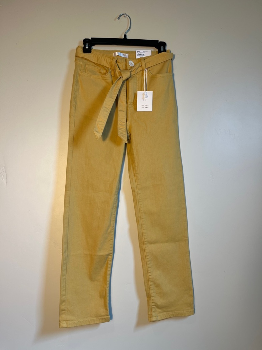 LC Lauren Conrad Mustard Yellow Paperbag Waist Straight-Leg Pants